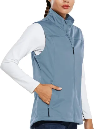 baleaf Women's Lightweight Vest Softshell Sleeveless Jacket Windproof Stand Collar with Zipper Pockets Running Hiking Golf