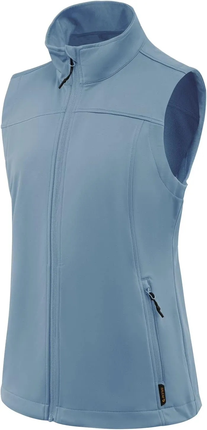 baleaf Women's Lightweight Vest Softshell Sleeveless Jacket Windproof Stand Collar with Zipper Pockets Running Hiking Golf