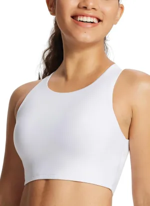 baleaf Women's Swim Bra Modest High Neck Bikini Tops Quick Dry UPF 50 Bathing Suit Sports Workout Removable Padded