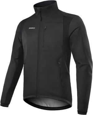 BERGRISAR Winter Cycling Jacket for Men with 6 Pockets Windproof Thermal Softshell Bike Jacket Running Windbreaker