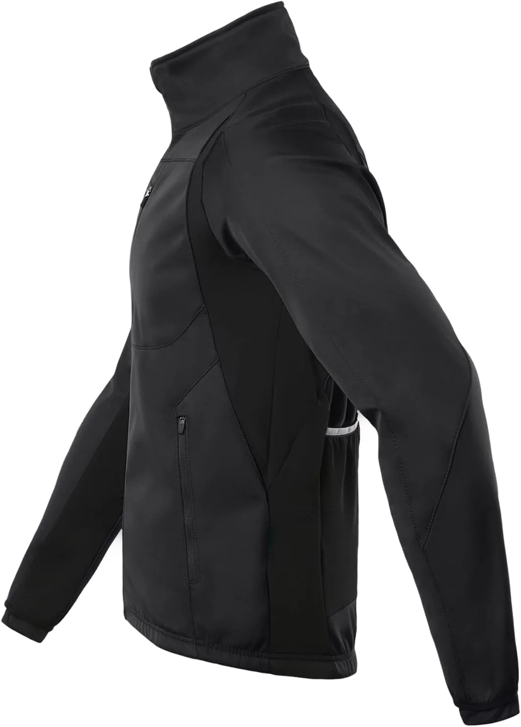 BERGRISAR Winter Cycling Jacket for Men with 6 Pockets Windproof Thermal Softshell Bike Jacket Running Windbreaker