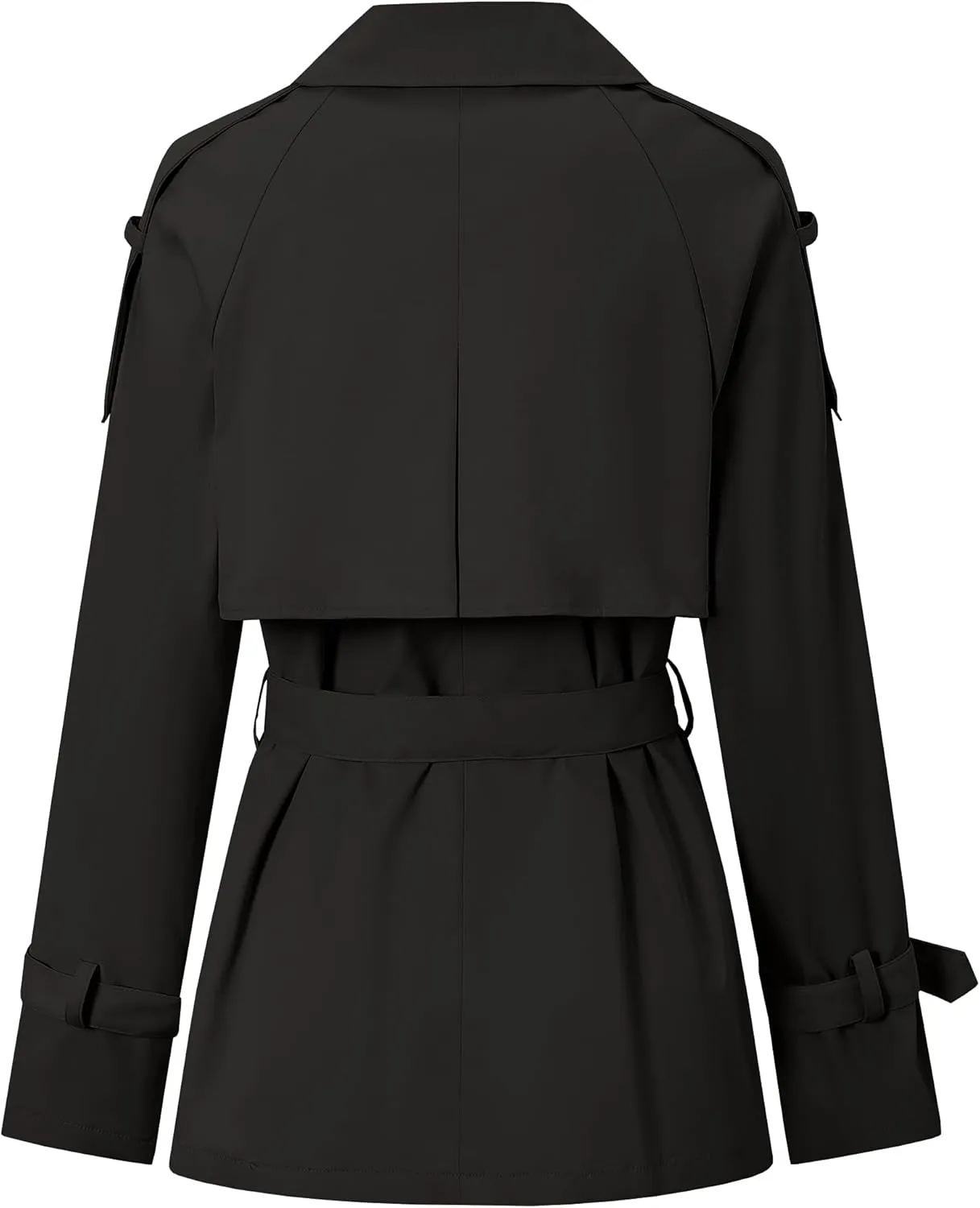 Betusline Women's Double Breasted Short Trench Coat with Belt