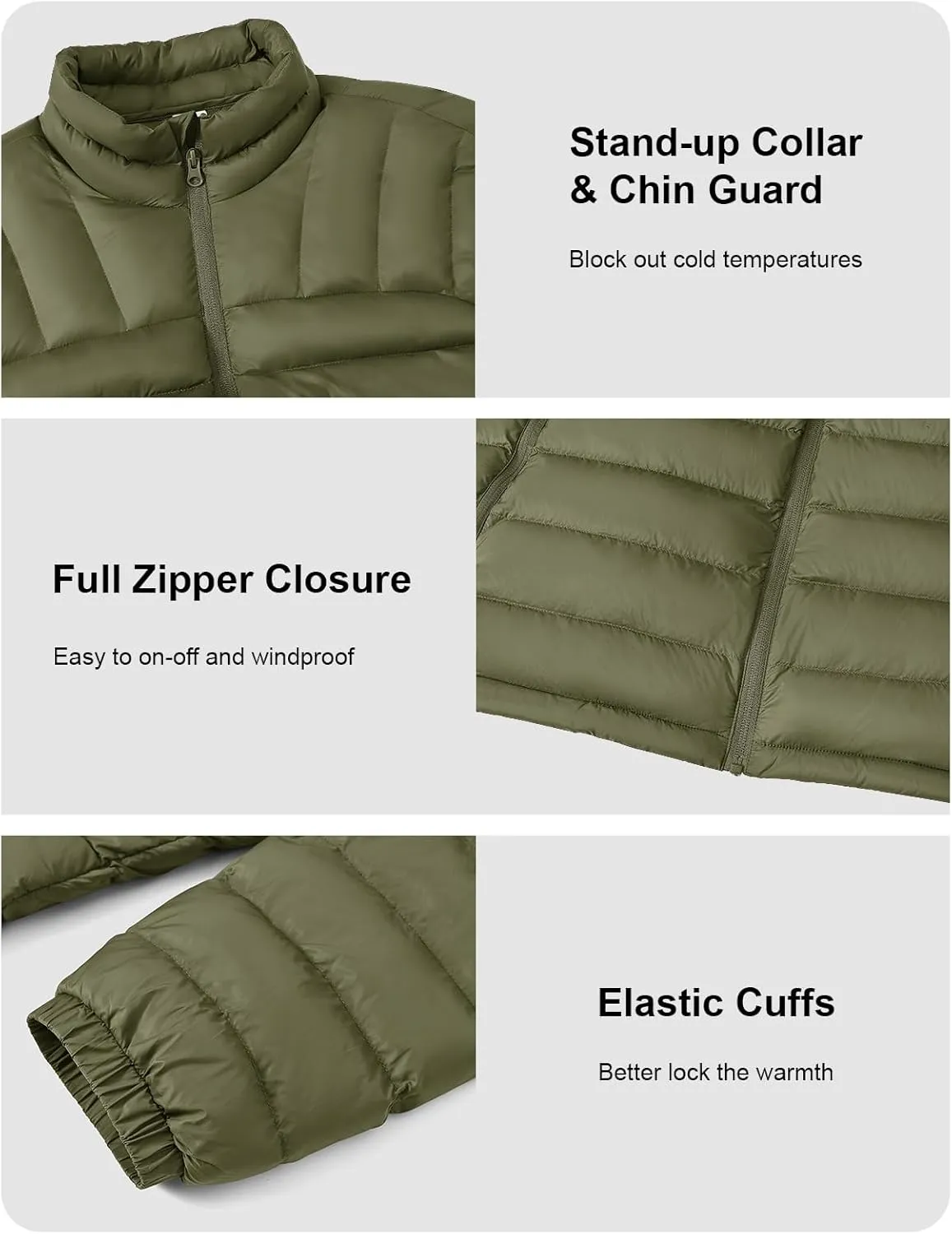 BGOWATU Men's Lightweight Packable Puffer Jacket Warm Winter Jacket for Men Down Alternative Puffy Coat