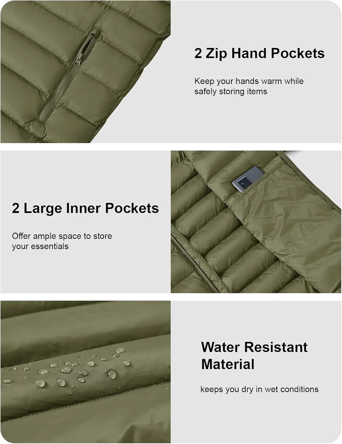 BGOWATU Men's Lightweight Packable Puffer Jacket Warm Winter Jacket for Men Down Alternative Puffy Coat