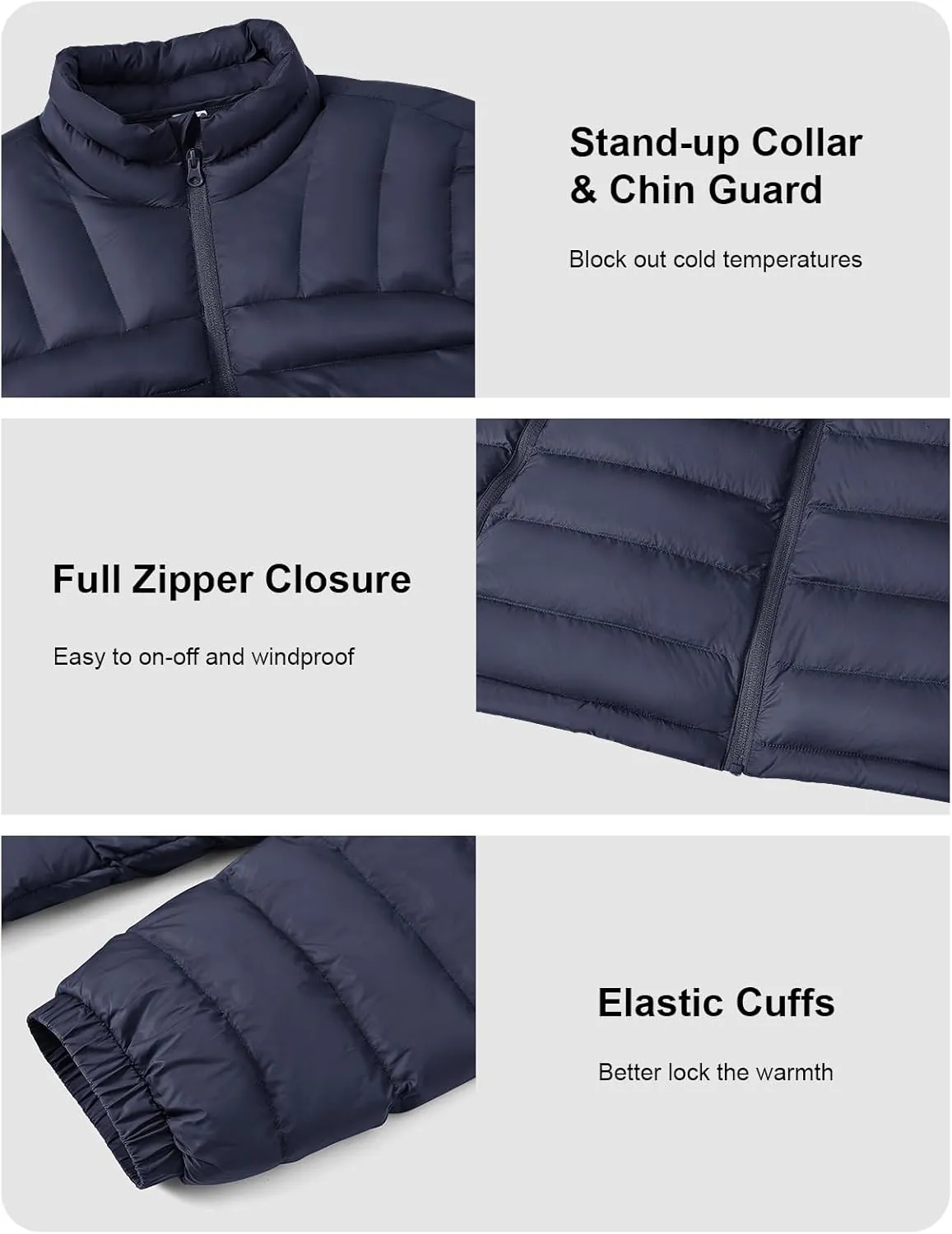 BGOWATU Men's Lightweight Packable Puffer Jacket Warm Winter Jacket for Men Down Alternative Puffy Coat