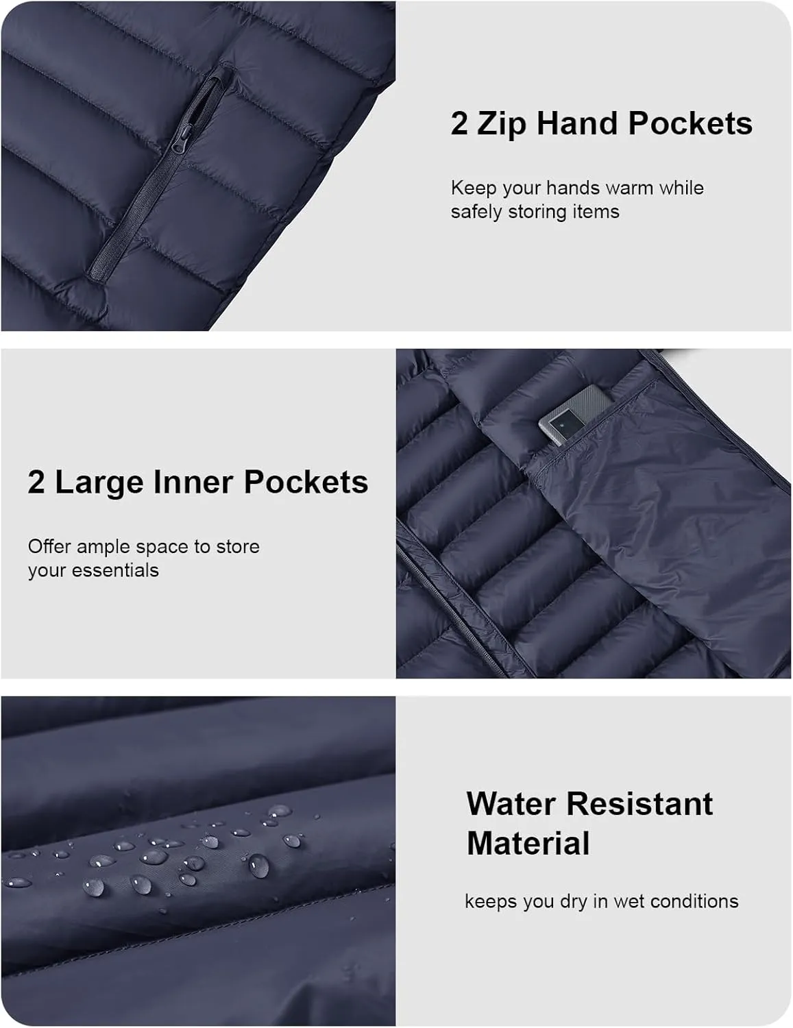 BGOWATU Men's Lightweight Packable Puffer Jacket Warm Winter Jacket for Men Down Alternative Puffy Coat