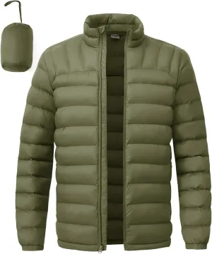 BGOWATU Men's Lightweight Packable Puffer Jacket Warm Winter Jacket for Men Down Alternative Puffy Coat
