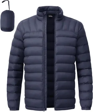 BGOWATU Men's Lightweight Packable Puffer Jacket Warm Winter Jacket for Men Down Alternative Puffy Coat