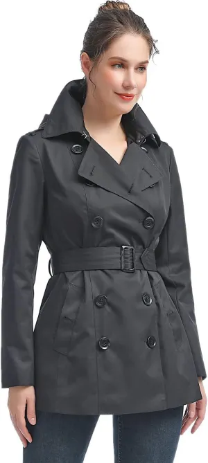BGSD Women Evelyn Waterproof Classic Hooded Short Trench Coat