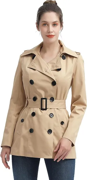 BGSD Women Evelyn Waterproof Classic Hooded Short Trench Coat