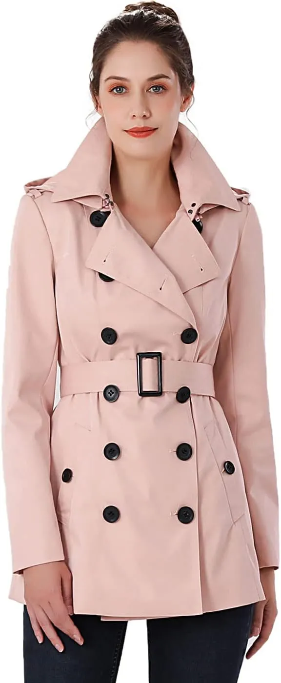 BGSD Women Evelyn Waterproof Classic Hooded Short Trench Coat
