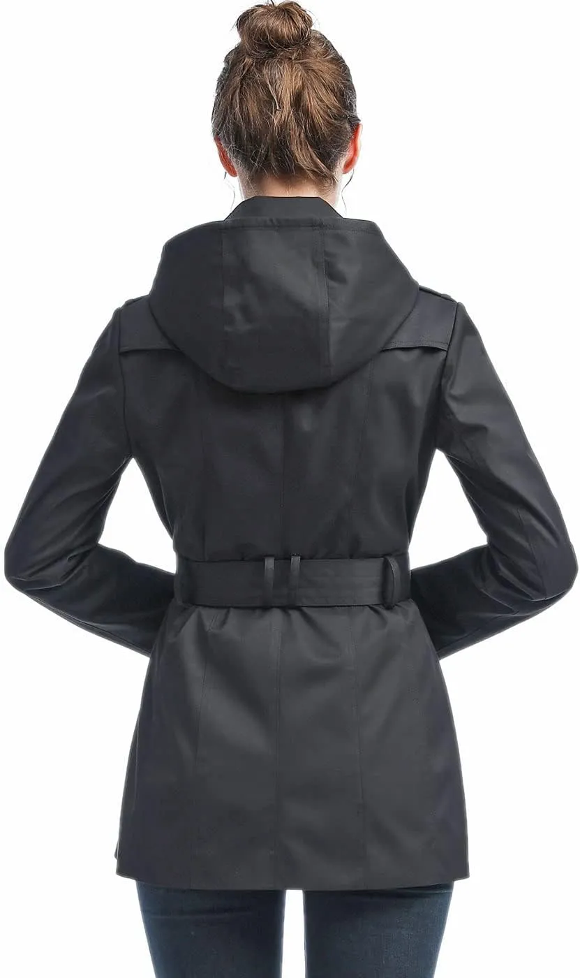 BGSD Women Evelyn Waterproof Classic Hooded Short Trench Coat