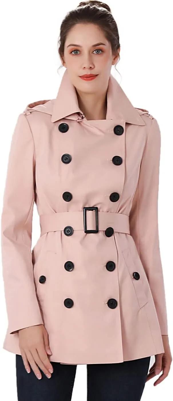 BGSD Women Evelyn Waterproof Classic Hooded Short Trench Coat