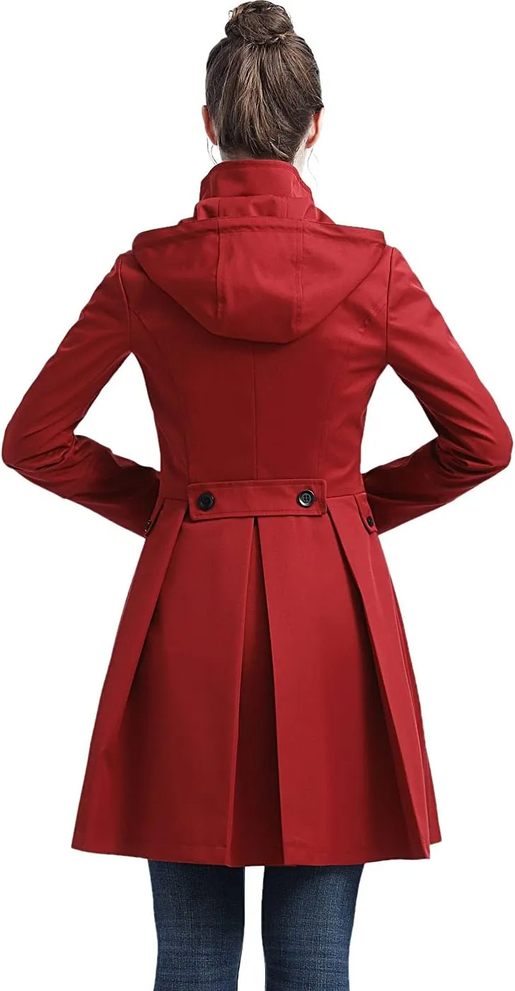 BGSD Women Kayla Waterproof Hooded Mid Length Trench Coat - Regular & Plus Size