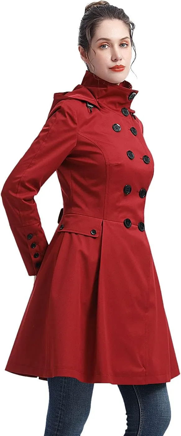 BGSD Women Kayla Waterproof Hooded Mid Length Trench Coat - Regular & Plus Size