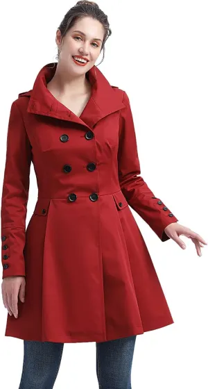 BGSD Women Kayla Waterproof Hooded Mid Length Trench Coat - Regular & Plus Size