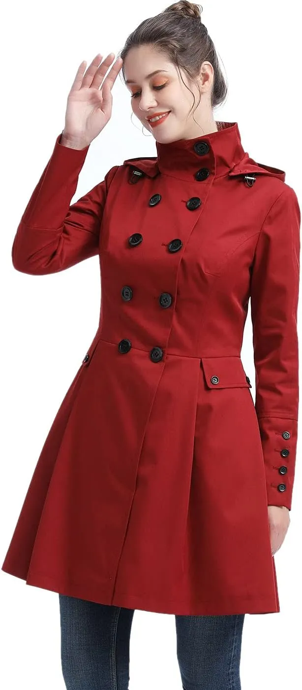 BGSD Women Kayla Waterproof Hooded Mid Length Trench Coat - Regular & Plus Size