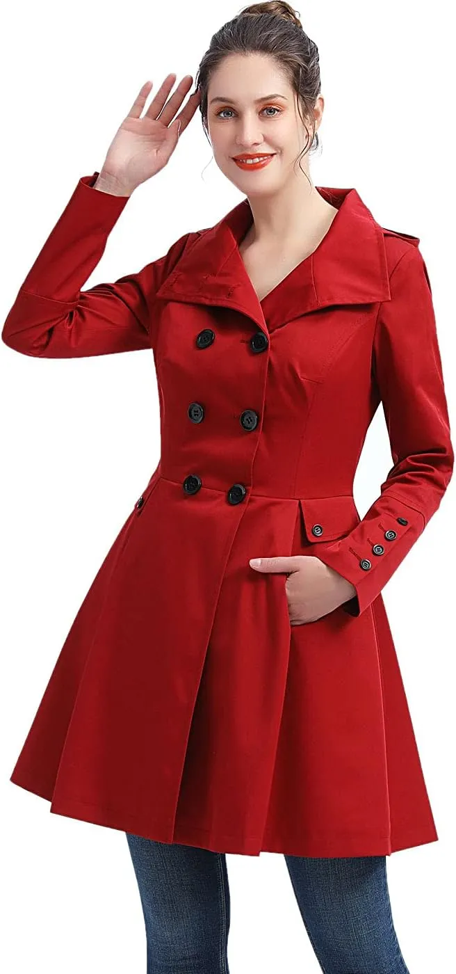 BGSD Women Kayla Waterproof Hooded Mid Length Trench Coat - Regular & Plus Size