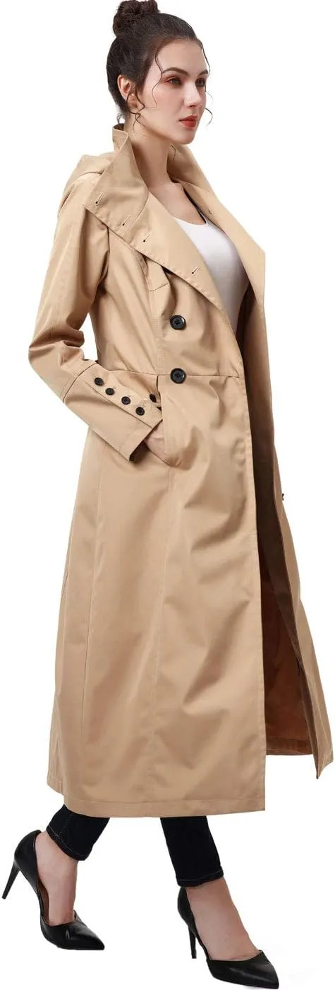 BGSD Women Kelly Waterproof Hooded Maxi Long Trench Coat - Regular & Plus Size