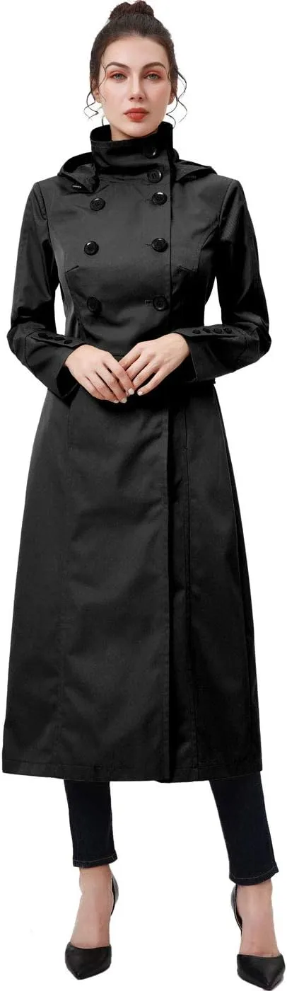 BGSD Women Kelly Waterproof Hooded Maxi Long Trench Coat - Regular & Plus Size