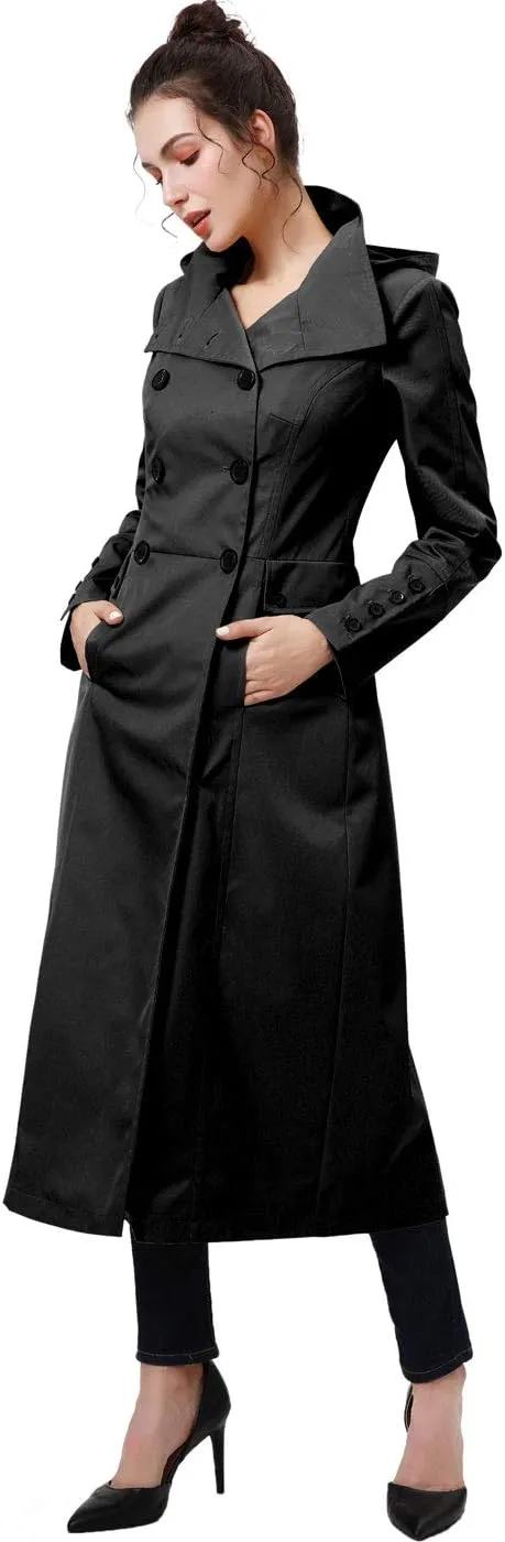 BGSD Women Kelly Waterproof Hooded Maxi Long Trench Coat - Regular & Plus Size