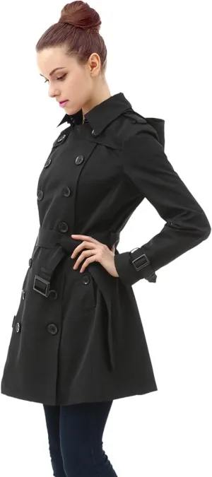 BGSD Women Leah Waterproof Hooded Mid Length Trench Coat