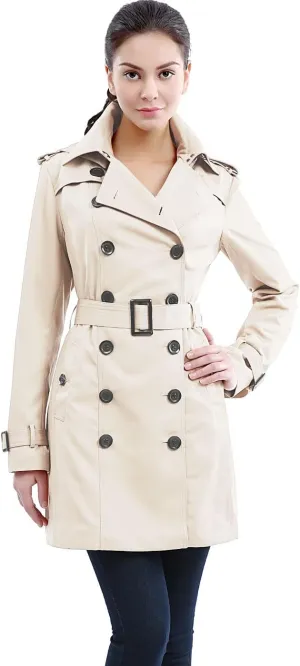 BGSD Women Leah Waterproof Hooded Mid Length Trench Coat