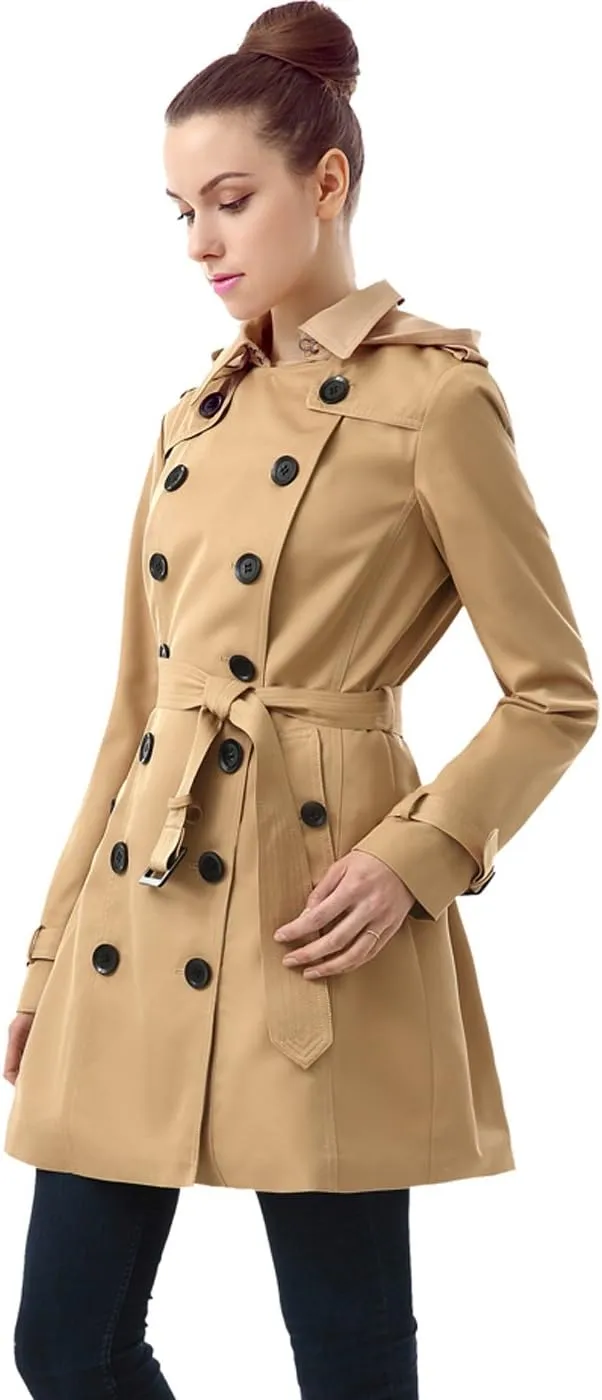BGSD Women Leah Waterproof Hooded Mid Length Trench Coat