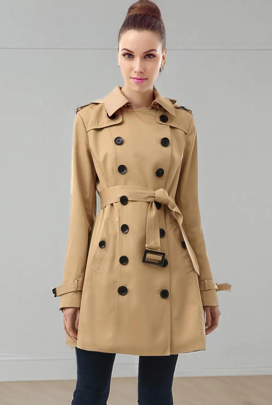 BGSD Women Leah Waterproof Hooded Mid Length Trench Coat