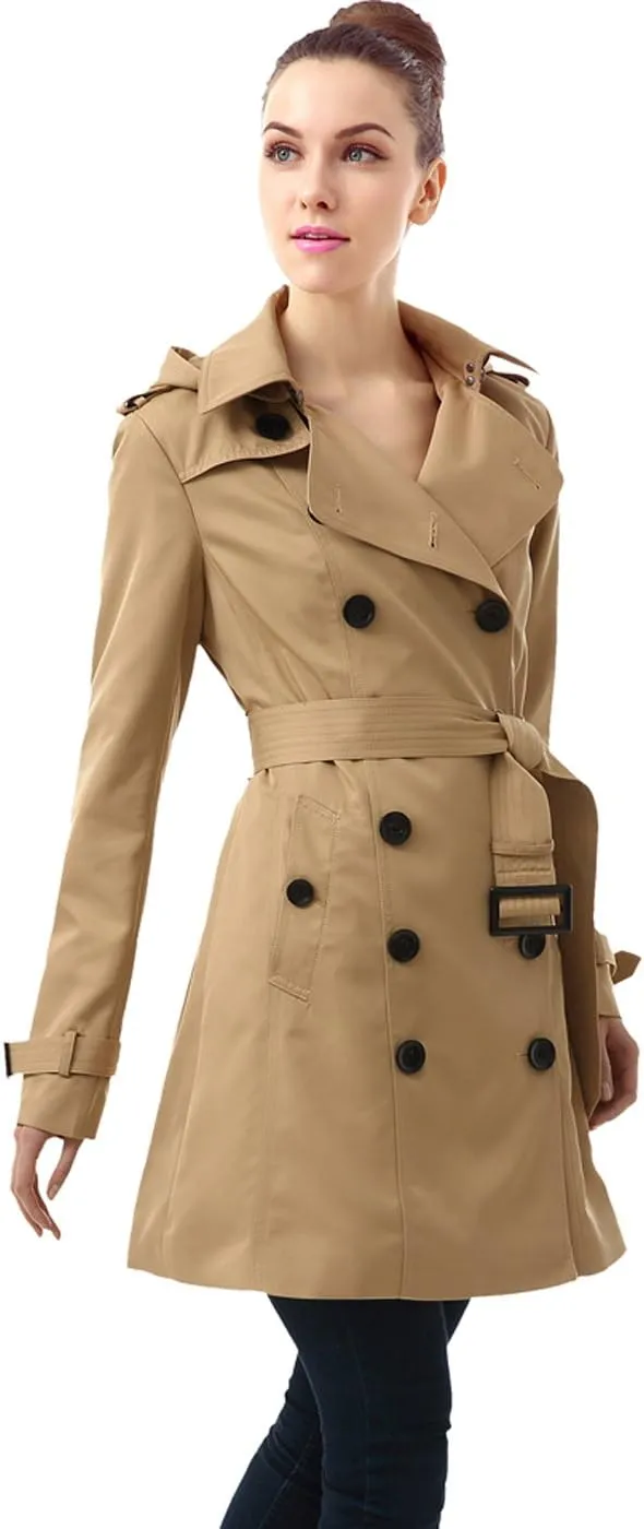BGSD Women Leah Waterproof Hooded Mid Length Trench Coat