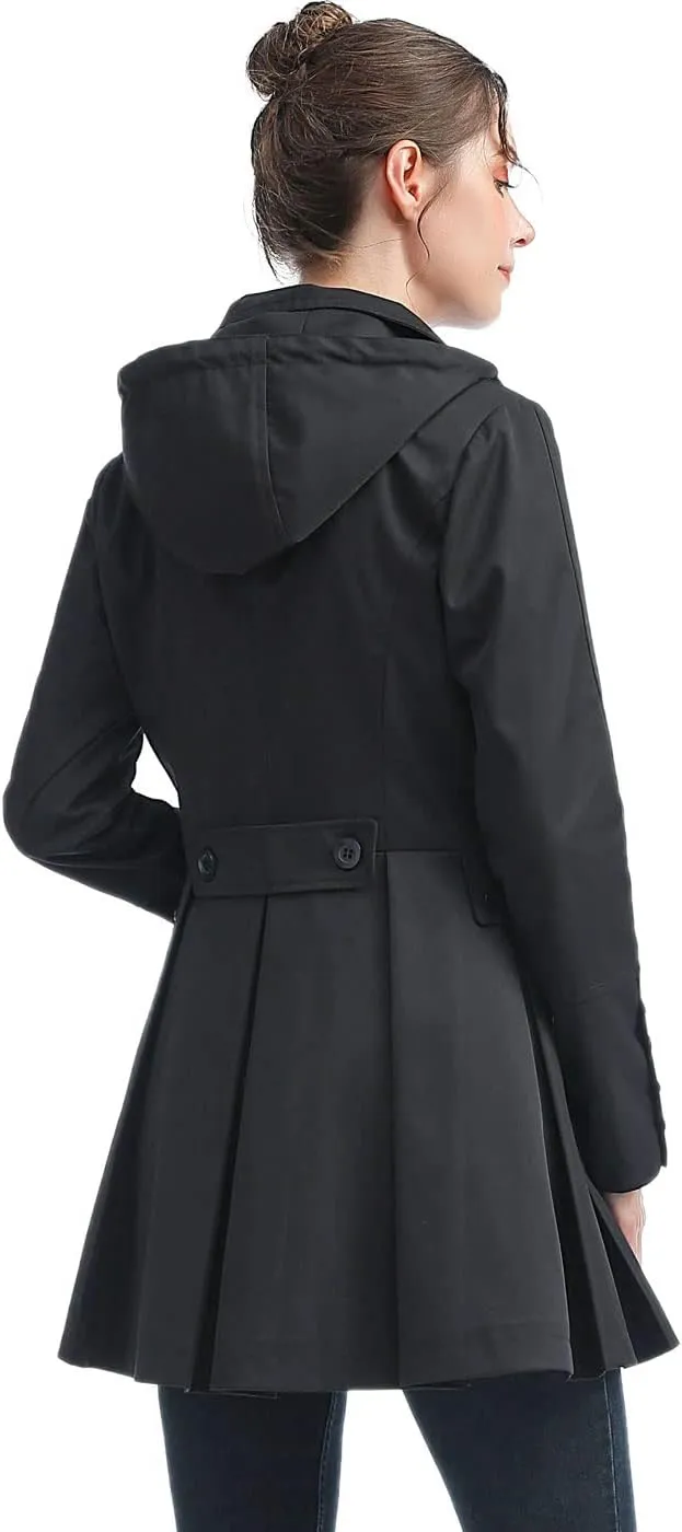 BGSD Women Nicole Waterproof Hooded Fit & Flare Trench Coat - Regular & Plus Size