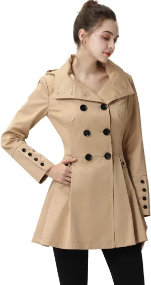BGSD Women Nicole Waterproof Hooded Fit & Flare Trench Coat - Regular & Plus Size