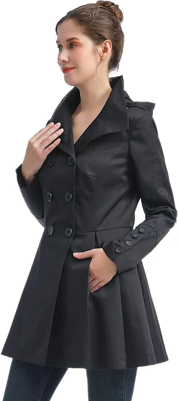 BGSD Women Nicole Waterproof Hooded Fit & Flare Trench Coat - Regular & Plus Size