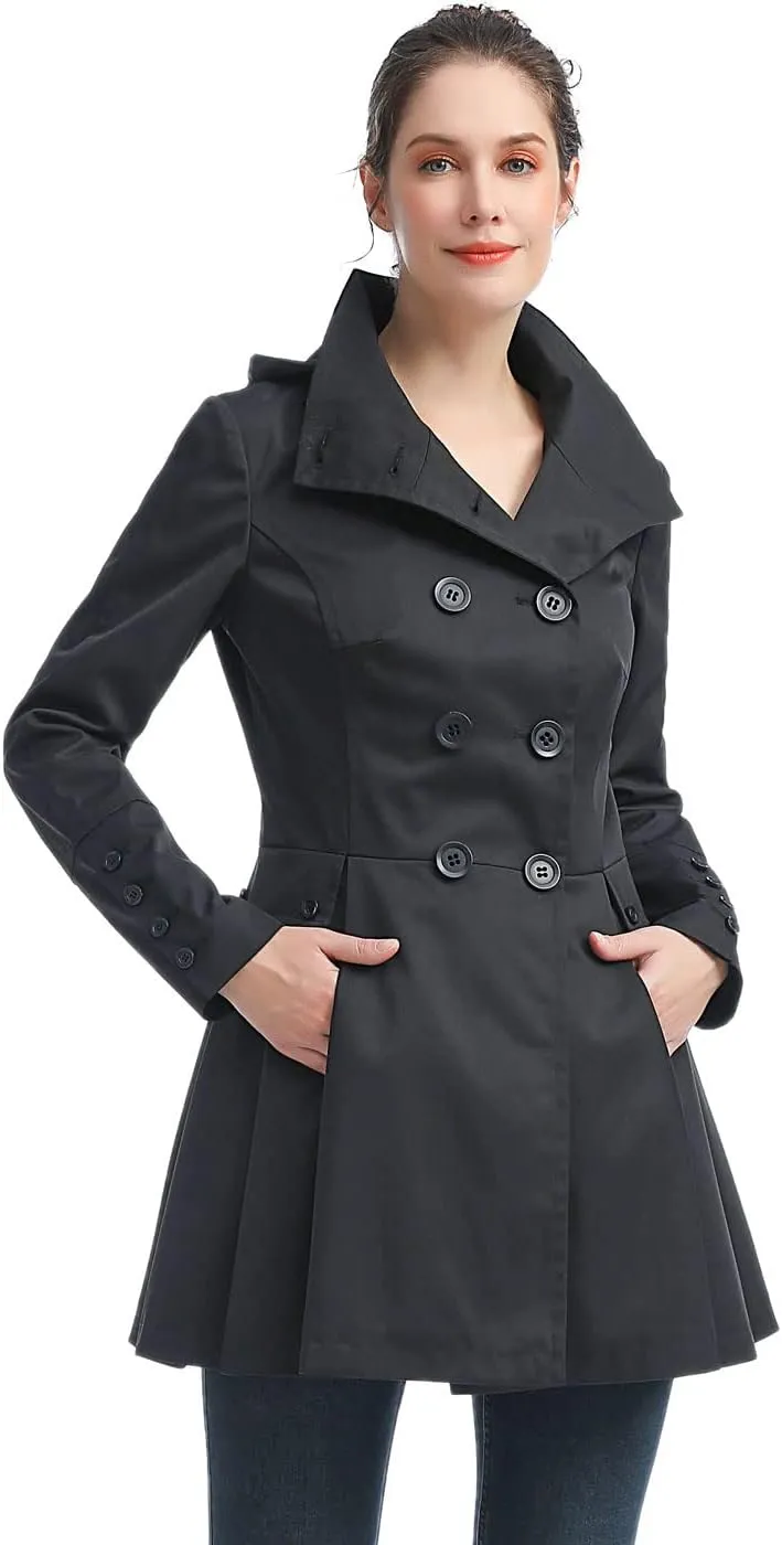 BGSD Women Nicole Waterproof Hooded Fit & Flare Trench Coat - Regular & Plus Size
