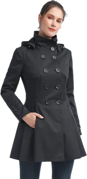 BGSD Women Nicole Waterproof Hooded Fit & Flare Trench Coat - Regular & Plus Size