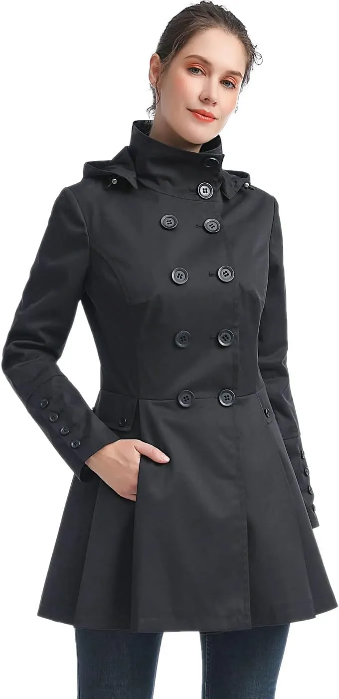 BGSD Women Nicole Waterproof Hooded Fit & Flare Trench Coat - Regular & Plus Size