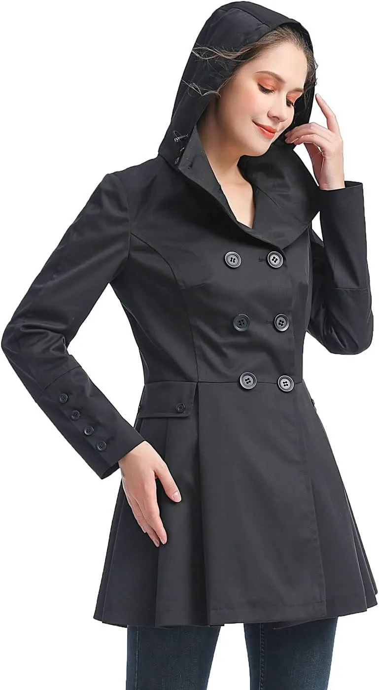 BGSD Women Nicole Waterproof Hooded Fit & Flare Trench Coat - Regular & Plus Size