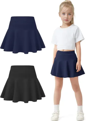 BOOPH 2 Pack Little Girls Athletic Uniform Skorts French Tennis Golf Skirts with Shorts for Toddler