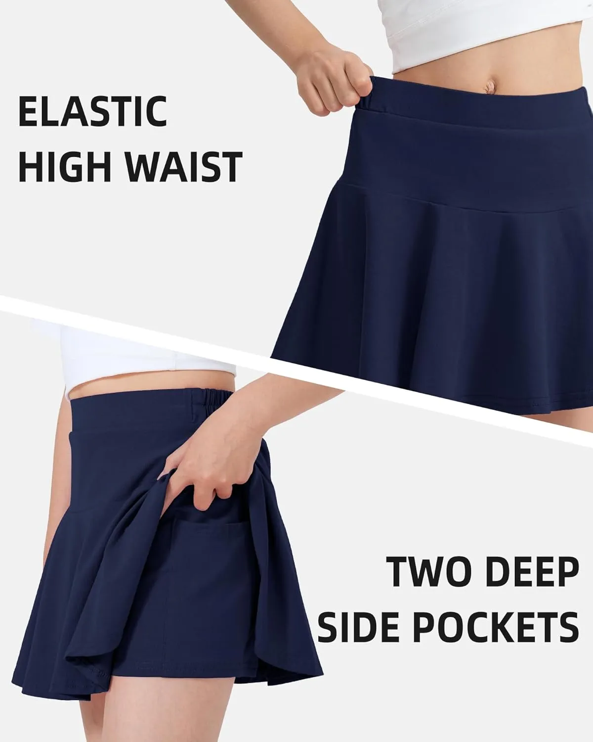 BOOPH 2 Pack Little Girls Athletic Uniform Skorts French Tennis Golf Skirts with Shorts for Toddler