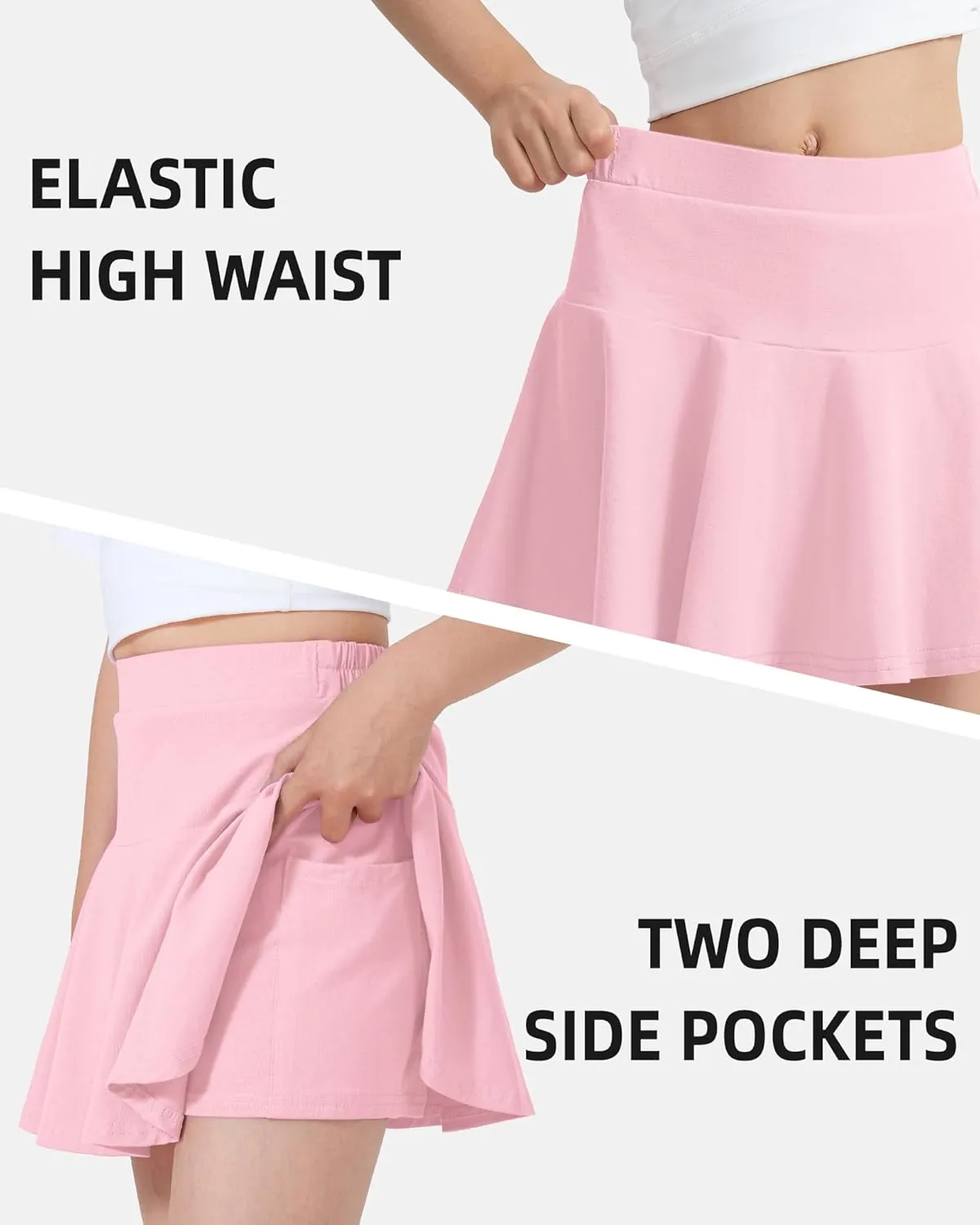 BOOPH 2 Pack Little Girls Athletic Uniform Skorts French Tennis Golf Skirts with Shorts for Toddler