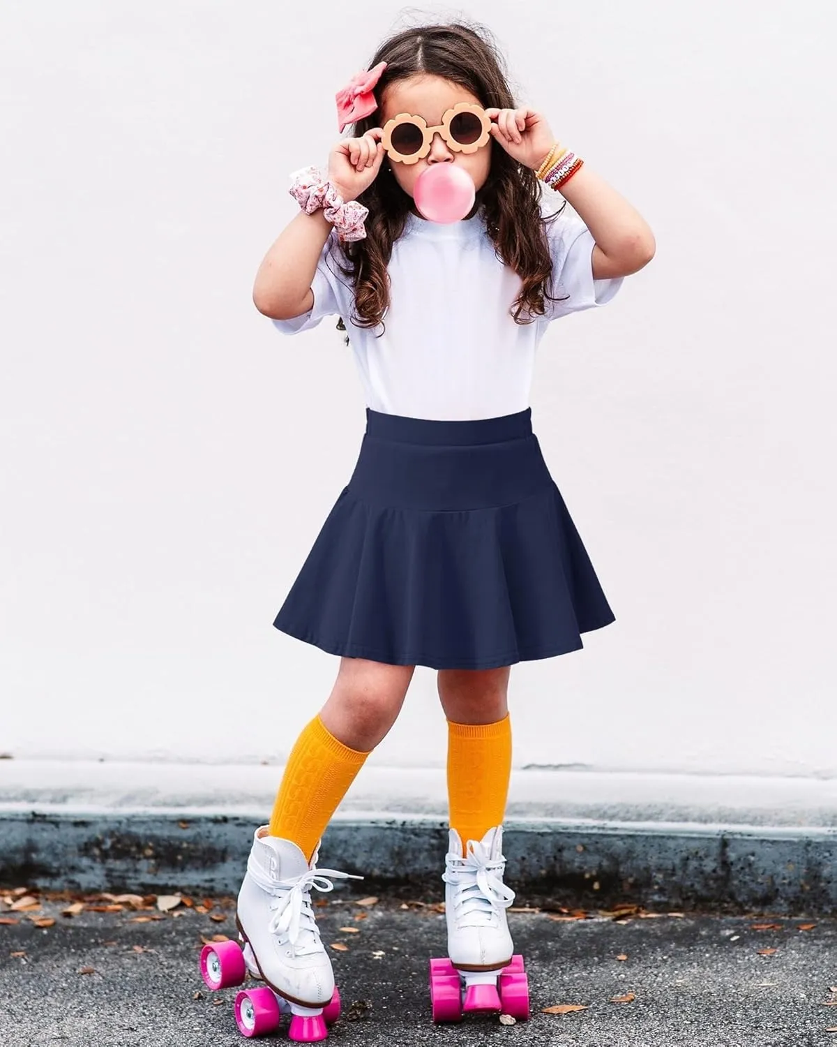 BOOPH 2 Pack Little Girls Athletic Uniform Skorts French Tennis Golf Skirts with Shorts for Toddler