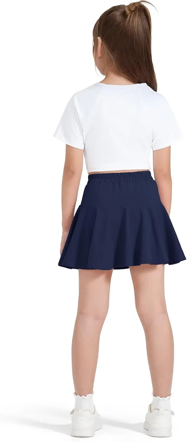 BOOPH 2 Pack Little Girls Athletic Uniform Skorts French Tennis Golf Skirts with Shorts for Toddler