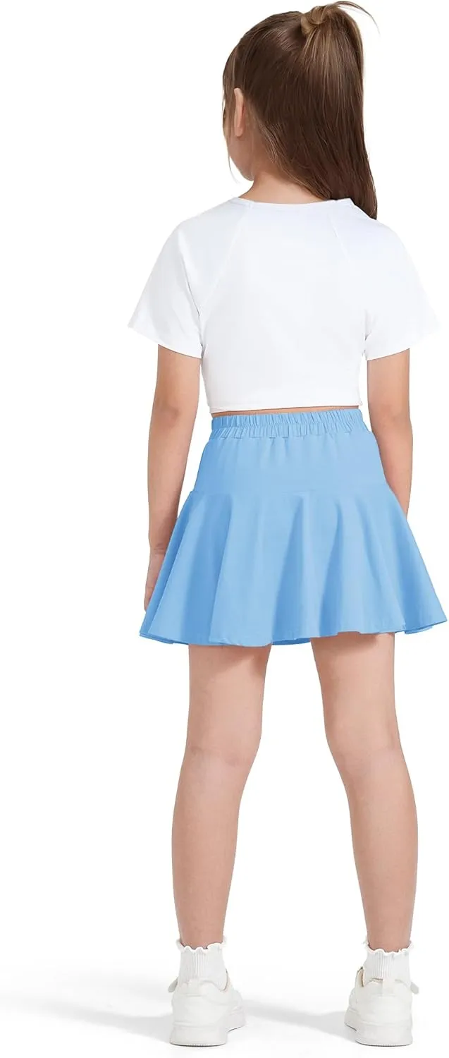 BOOPH 2 Pack Little Girls Athletic Uniform Skorts French Tennis Golf Skirts with Shorts for Toddler
