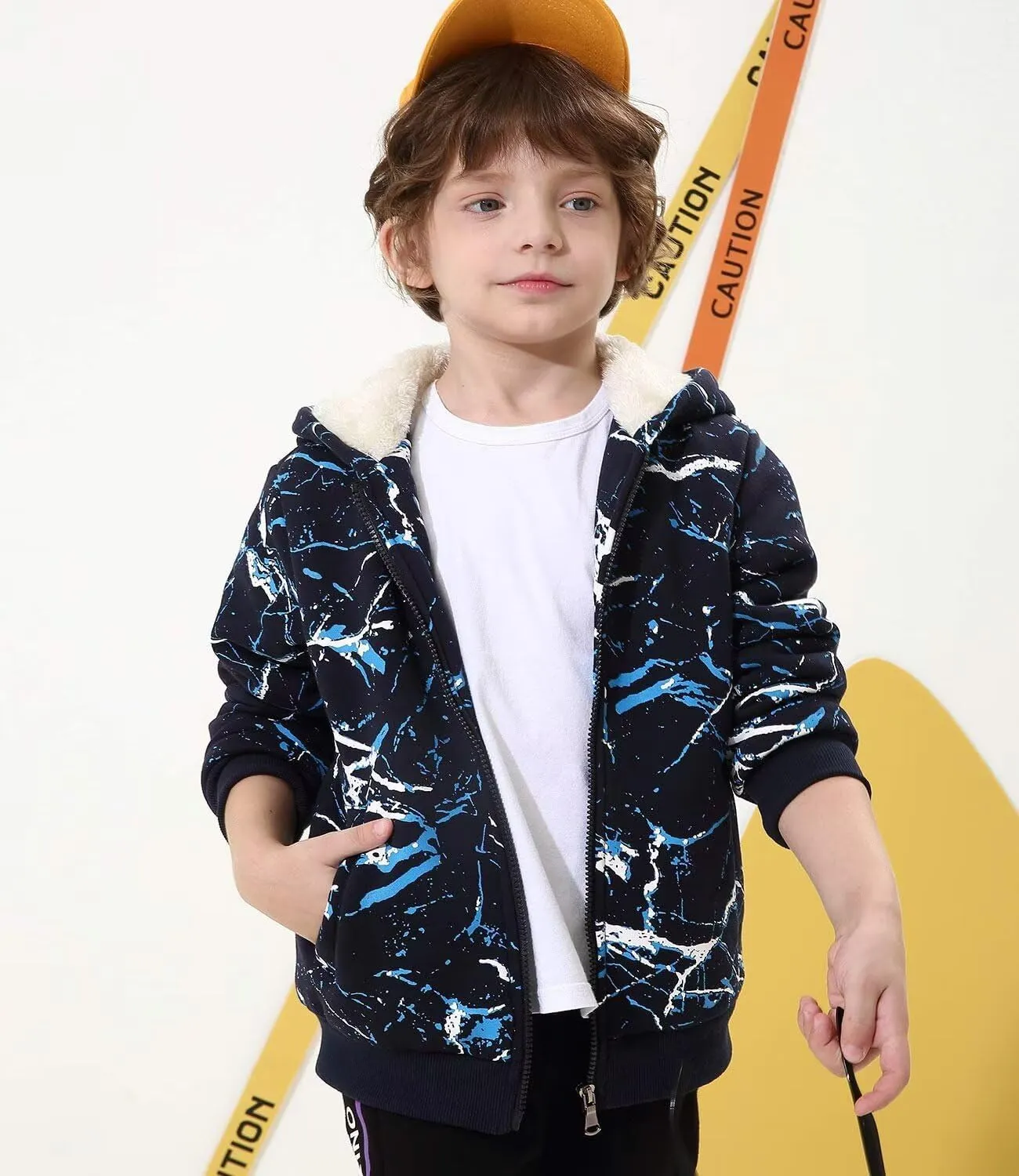 Bumeex Kids Boy's Girl's Sherpa Fleece Lined Jacket Spring Fall Winter Zip up Sweatshirt Hoodie 2-14Y(Toddler/Kid)