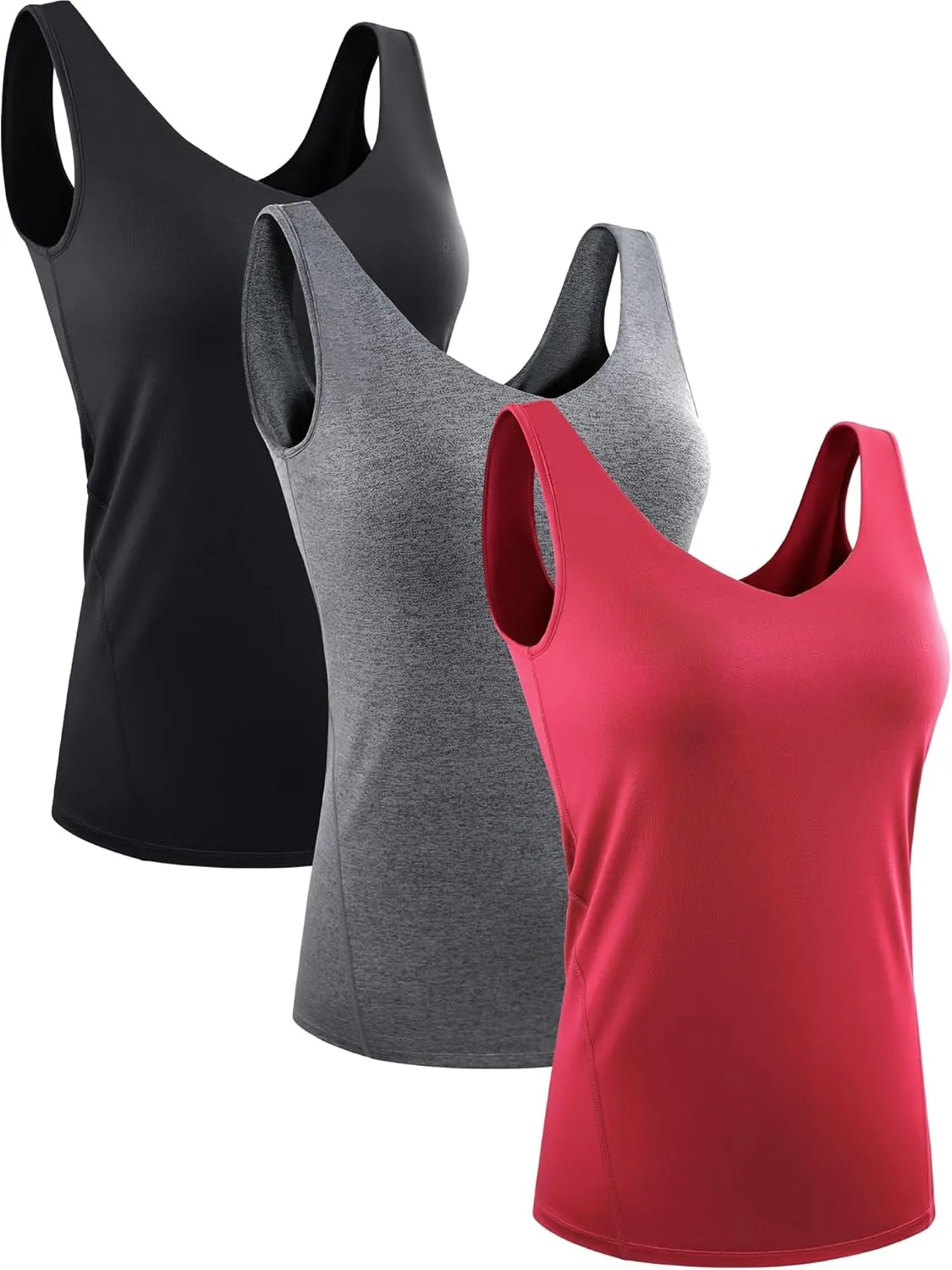 CADMUS 3 Pack Women's Compression Tank Top Dry Fit Yoga Sports Bra