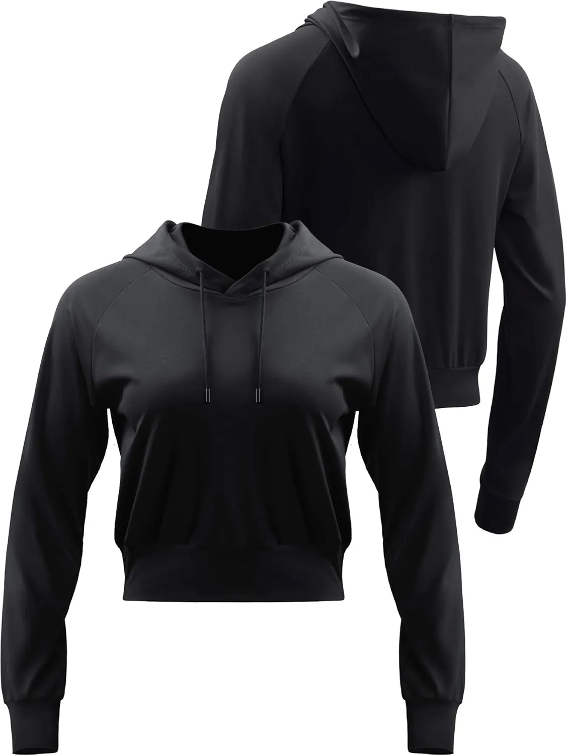 CADMUS Women's Workout Long Sleeve Shirts with Hoodie Sweatshirt Running Crop Top
