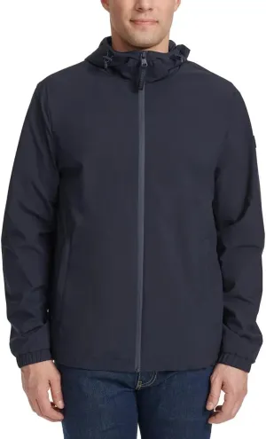 Calvin Klein Mens Full Zip Hooded Windbreaker Jacket - Lightweight Two Front Zip Pockets
