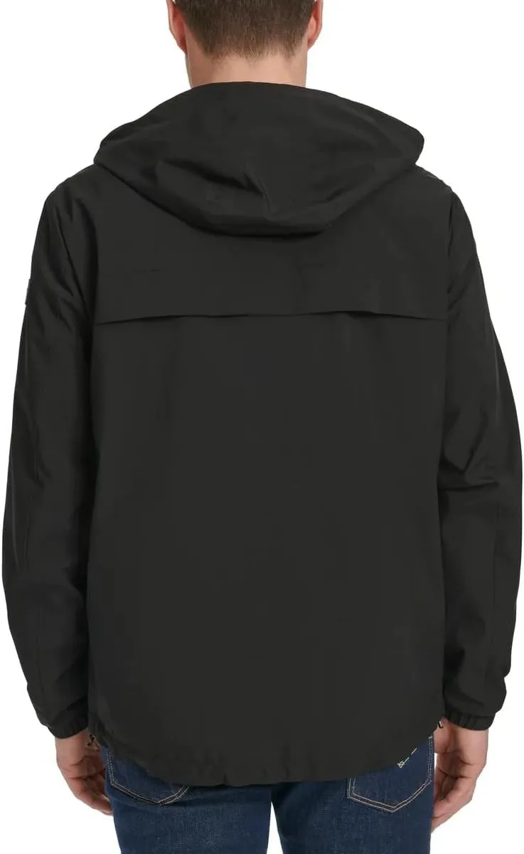 Calvin Klein Mens Full Zip Hooded Windbreaker Jacket - Lightweight Two Front Zip Pockets