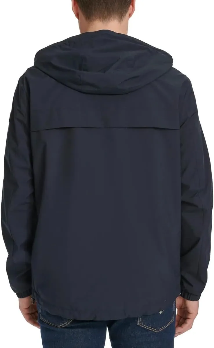 Calvin Klein Mens Full Zip Hooded Windbreaker Jacket - Lightweight Two Front Zip Pockets