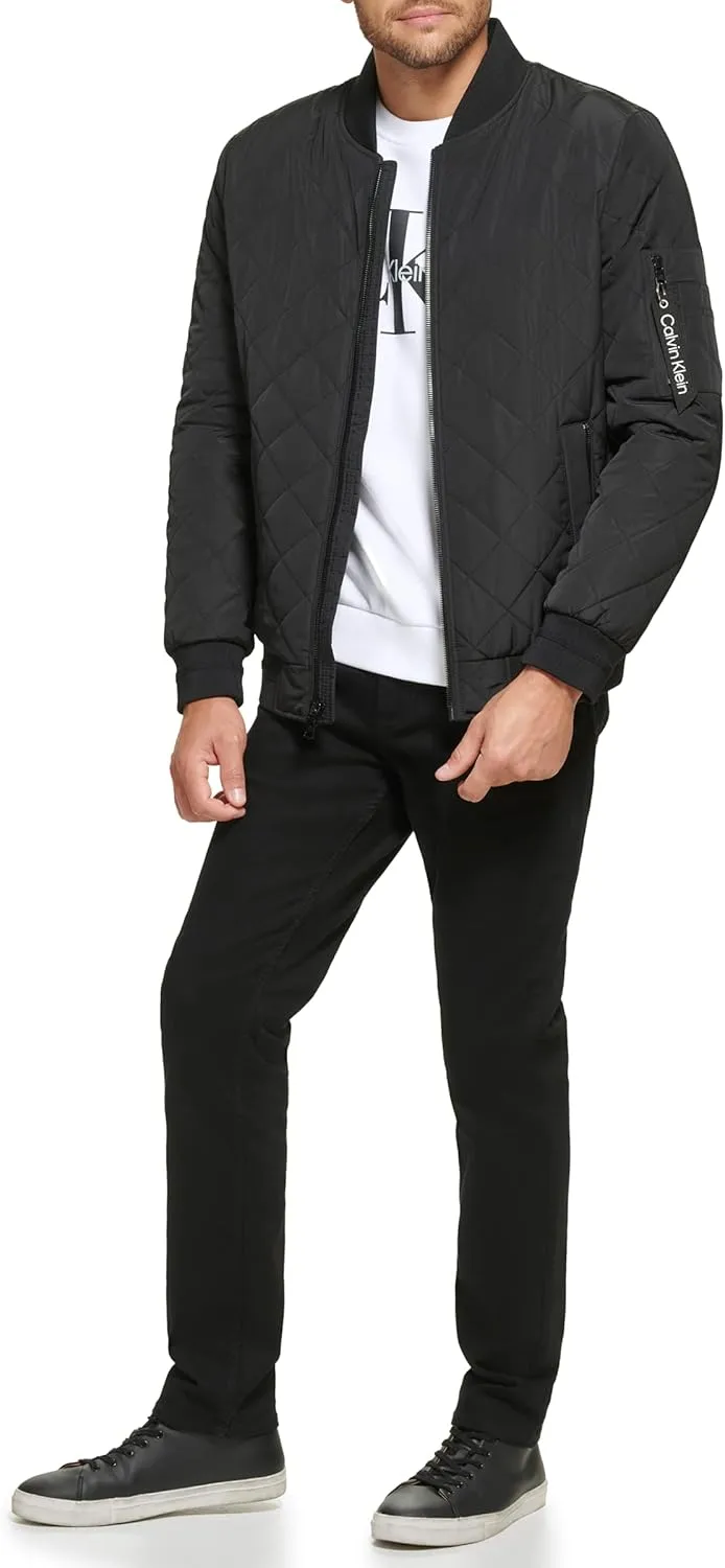 Calvin Klein Men's Quilted Zipper Detail Flight Jacket